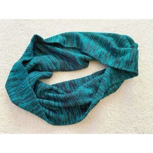 Victorias Secret Pink Infinity Scarf Green Black Marled Knit Fall Logo Cozy Warm
